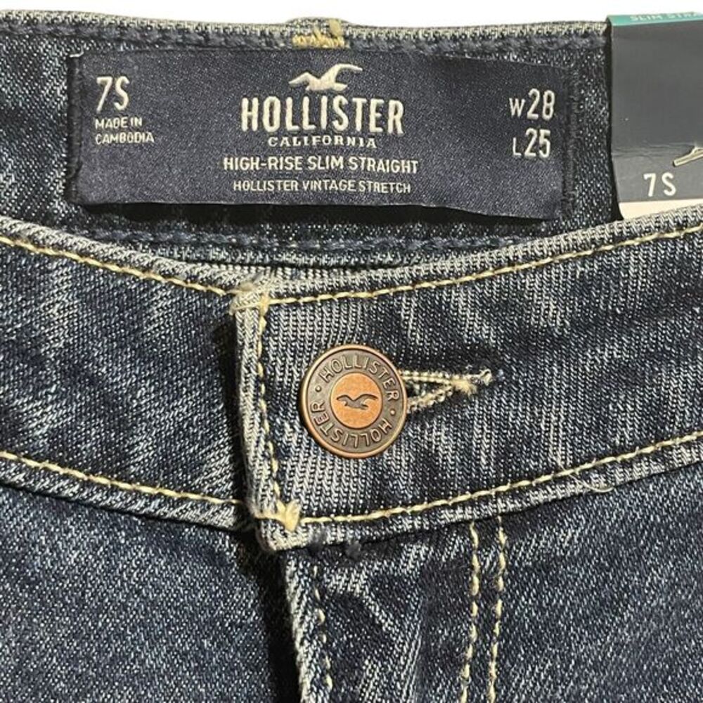 Hollister Jeans‎ Juniors Sz 7S High Rise Crop Slim Straight Vintage Stretch NWT - Picture 4 of 11
